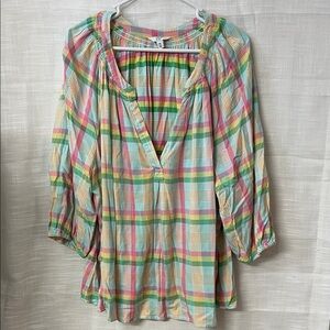 crown & ivy Multicolor Plaid Blouse 3X Plus size Ladies